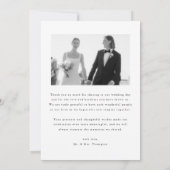 Carte De Remerciements Mariage Moderne Minimaliste 2-Photo Script (Dos)
