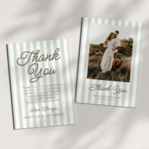 Carte De Remerciements Mariage Moderne Minimaliste Bandes Vert Sauge