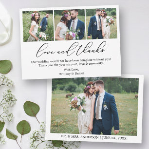 Carte De Remerciements Mariage Moderne Minimaliste Calligraphie Aimer 4 P