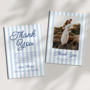 Carte De Remerciements Mariage Moderne Minimaliste Rayures Bleues
