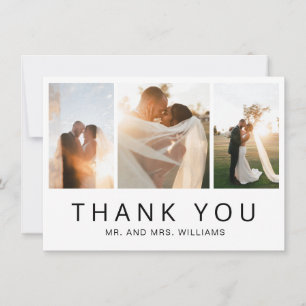 Carte De Remerciements Mariage Moderne Minimaliste Simple Collage Photo