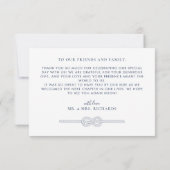 Carte De Remerciements Mariage moderne noeud de corde nautique (Dos)