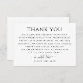 Carte De Remerciements Mariage moderne noir et blanc. Simple propre (Devant / Derrière)