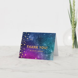 Carte De Remerciements Mariage moderne Peacock Blue Gold