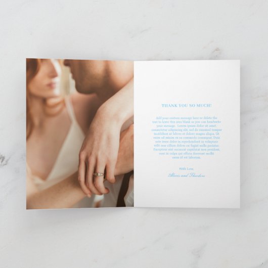 Carte De Remerciements Mariage moderne photo bleu chic (Intérieur)