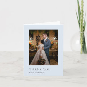 Carte De Remerciements Mariage Moderne Photo Bleu Poudre Élégant