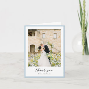 Carte De Remerciements Mariage Moderne Photo Bleu Poudre Élégant