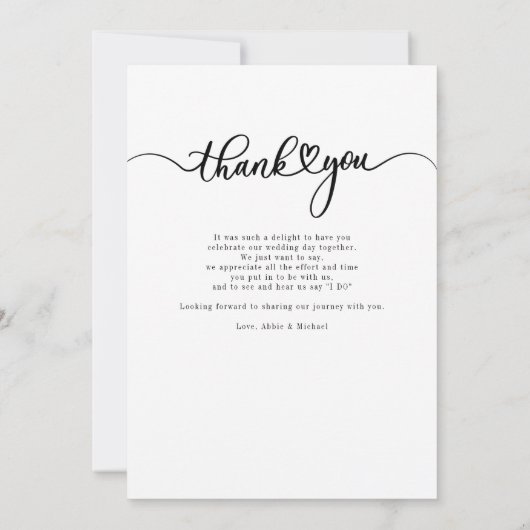 Carte De Remerciements Mariage Moderne Photo Lettre Manuscrite (Dos)