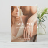 Carte De Remerciements Mariage moderne photo noir et blanc chic (Debout devant)