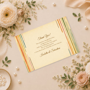 Carte De Remerciements Mariage Moderne Rétro à Rayures