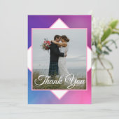 Carte De Remerciements Mariage moderne rose et bleu (Debout devant)