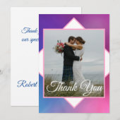 Carte De Remerciements Mariage moderne rose et bleu (Devant / Derrière)