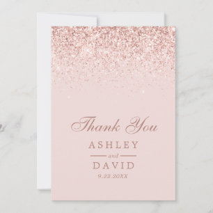 Carte De Remerciements Mariage Moderne Rose Gold Confetti Rose Clair