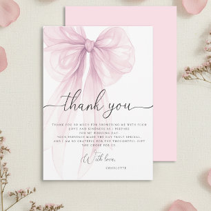 Carte De Remerciements Mariage Moderne Rose Pâle Aquarelle à Arc