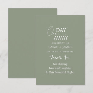 Carte De Remerciements Mariage moderne Sage Green un jour