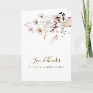Carte De Remerciements Mariage Moderne Simple d'Automne avec Fleurs Séché