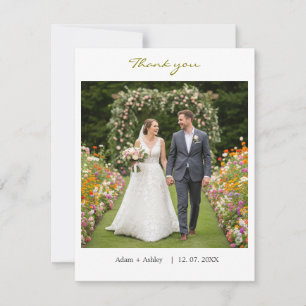 Carte De Remerciements Mariage moderne Simple Photo personnalisée do-it-y