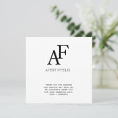 Carte De Remerciements Mariage Monogram noir et blanc Elegant invité (Debout devant)