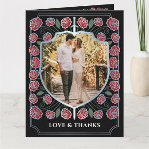 Carte De Remerciements Mariage Monogramme Imaginaire Silver Sword Shield