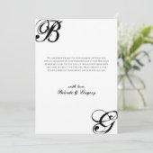 Carte De Remerciements Mariage Monogramme noir et blanc (Debout devant)