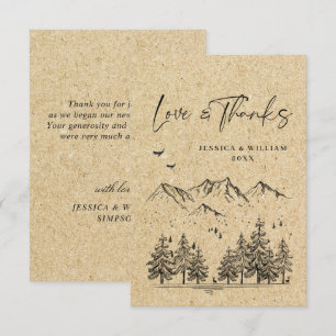 Carte De Remerciements Mariage Montagnes Dessinées à la Main sur Papier K