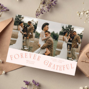 Carte De Remerciements Mariage Multi Photo Peach Forever Grateful