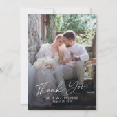 Carte De Remerciements Mariage multiphoto à script simple moderne (Devant)