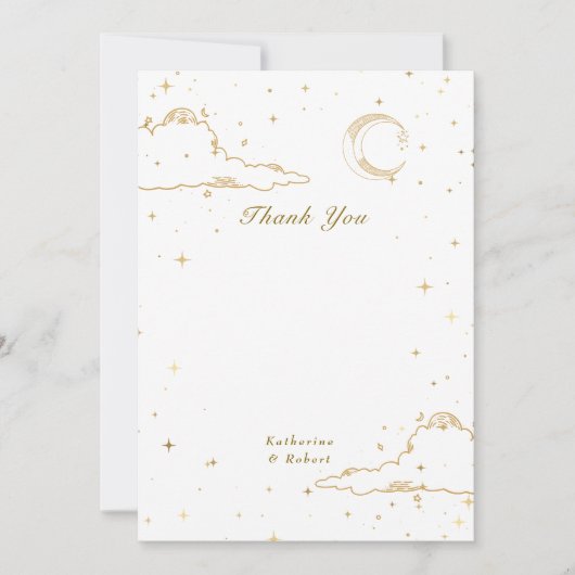 Carte De Remerciements Mariage mystique de la lune d'or céleste (Devant)
