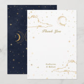 Carte De Remerciements Mariage mystique de la lune d'or céleste (Devant / Derrière)