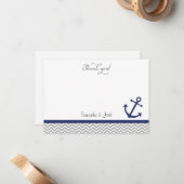 Carte de remerciements Mariage nautique (Devant/Arrière en situation)