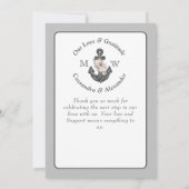 Carte De Remerciements Mariage nautique Ancre florale gris et blanc (Dos)