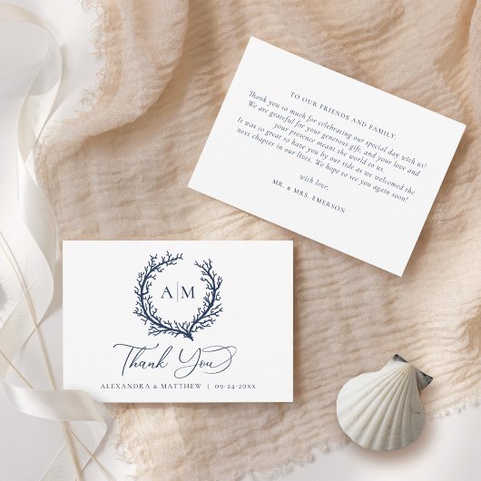 Carte De Remerciements Mariage nautique Coral Reef