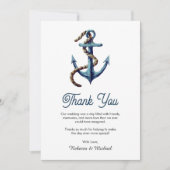 Carte De Remerciements Mariage nautique corde d'ancre bleu marine rustiqu (Devant)