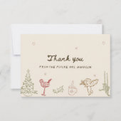 Carte De Remerciements Mariage Noël Dessiné à la Main (Devant)