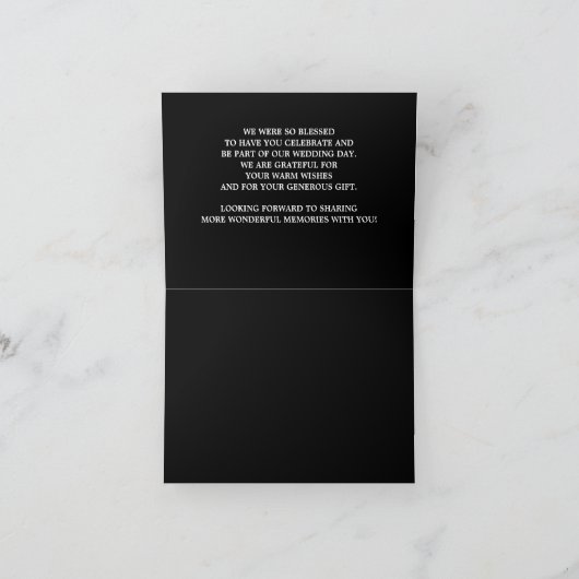 Carte de remerciements mariage noir (Intérieur)
