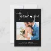 Carte De Remerciements Mariage noir de collage photo moderne (Devant)