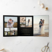 Carte de remerciements mariage noir en or multi ph (Intérieur)