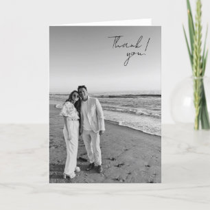Carte De Remerciements mariage noir et blanc avec photo