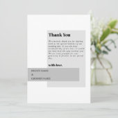 Carte De Remerciements Mariage noir et blanc moderne (Debout devant)