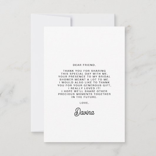 Carte De Remerciements Mariage noir et blanc rétro élégant (Dos)