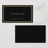 Carte de remerciements mariage noir et or simple (Devant / Derrière)