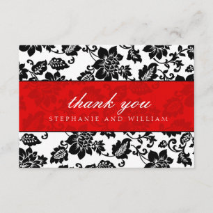 Carte de remerciements Mariage noir et rouge