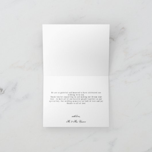 Carte De Remerciements Mariage noir gothique classique plié (Intérieur)