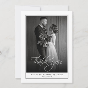 Carte de remerciements Mariage noir noir photo min