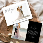 Carte De Remerciements Mariage noir photo minimaliste<br><div class="desc">Notre Merci minimaliste Mariage Photo Simple est l'exemple de l'élégance et de la gratitude. Avec un design épuré et sobre et de l'espace pour votre photo de mariage préférée, c'est la façon parfaite d'express vos remerciements à ceux qui vous sont chers. Personnalisez avec votre message et envoyez un signe de...</div>