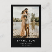 Carte De Remerciements Mariage noir photo moderne simple (Devant)