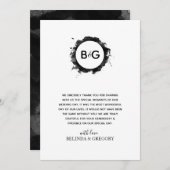 Carte De Remerciements Mariage noir simple (Devant / Derrière)