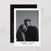 Carte de remerciements Mariage noir simple avec ph (Devant / Derrière)