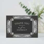 Carte De Remerciements Mariage Noveau Vintage Noir Blanc (Debout devant)