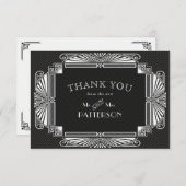 Carte De Remerciements Mariage Noveau Vintage Noir Blanc (Devant / Derrière)